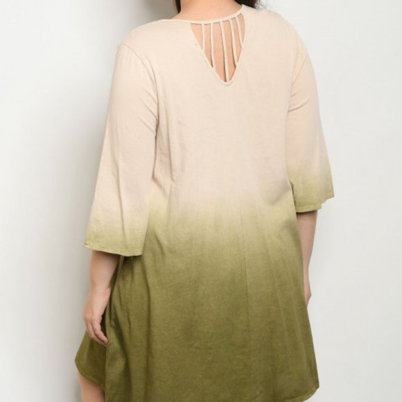 TAN OLIVE OMBRE DRESS - Picture 3 of 3